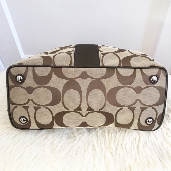 Coach Signature Stripe Kisslock Carryall Satchel - Picture 8 of 9